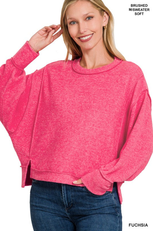 Zenana Brushed Melange Hacci Oversized Sweater