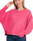 Zenana Brushed Melange Hacci Oversized Sweater