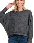 Zenana Brushed Melange Hacci Oversized Sweater