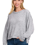 Zenana Brushed Melange Hacci Oversized Sweater