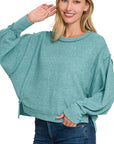 Zenana Brushed Melange Hacci Oversized Sweater