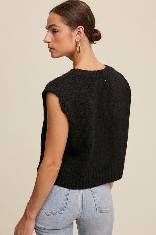 Listicle Soft Touch Cropped Knit Vest