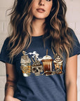 Skeleton Coffee Cups Graphic Tee - Online Only