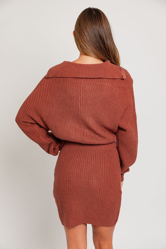 LE LIS Zipper Sweater Dress