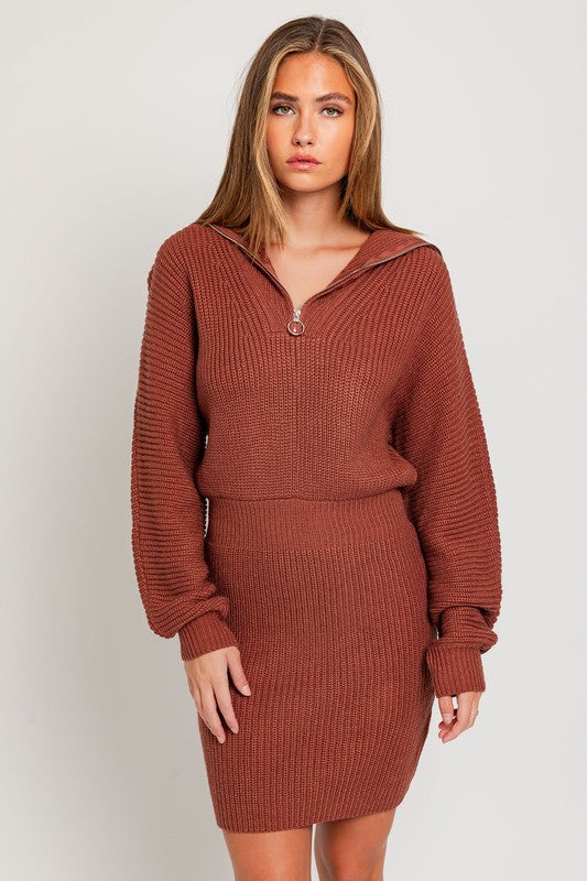 LE LIS Zipper Sweater Dress