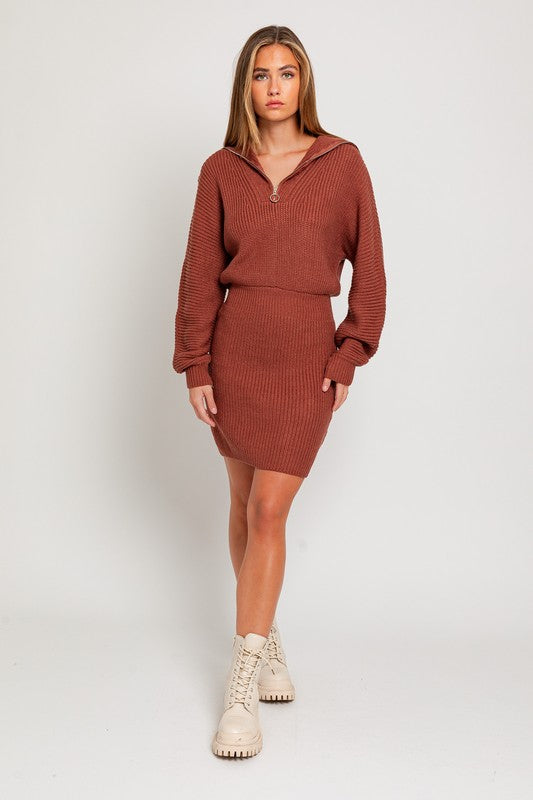 LE LIS Zipper Sweater Dress