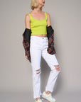 Insane Gene High Rise Destroyed Straight Crop Jeans