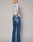 Denim Lab USA High Rise Front Slit Boot Jeans