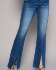 Denim Lab USA High Rise Front Slit Boot Jeans