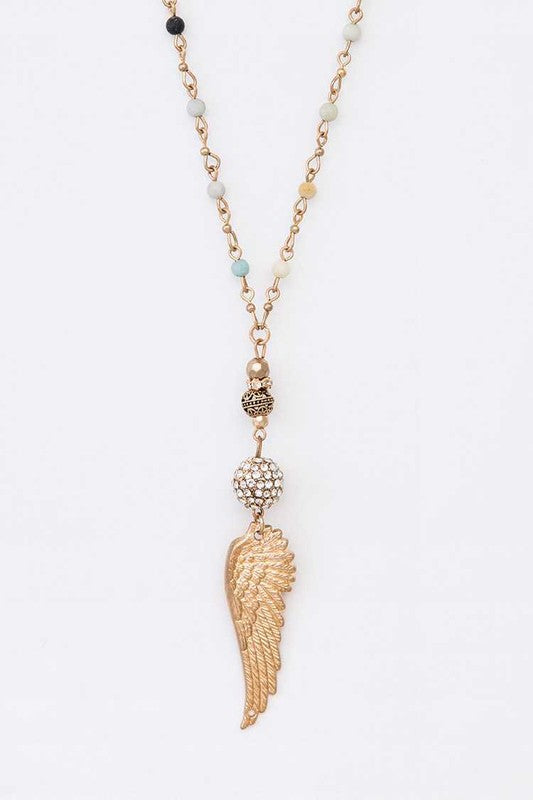 Feather Pendant Station Long Necklace - Online Only