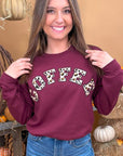 Leopard Ideal Chenille Coffee Graphic Sweatshirt