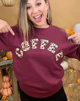 Leopard Ideal Chenille Coffee Graphic Sweatshirt