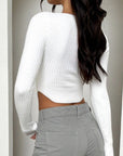 Cropped Ribbed Long Sleeve Top