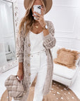 Plus Eyelet sweater button  crochet knit cardigan