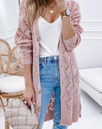 Plus Eyelet sweater button  crochet knit cardigan