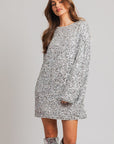 Sz Small LE LIS Long Sleeve Sequin Mini Dress