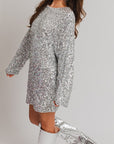 LE LIS Long Sleeve Sequin Mini Dress