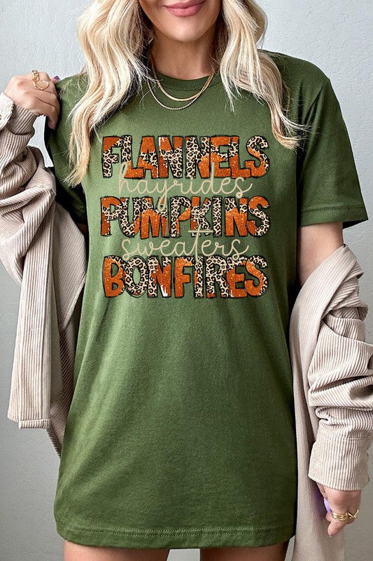 Flannels, Hayrides, Pumpkins Graphic Tee - Online Only