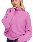 Zenana Viscose Dolman Sleeve Turtleneck Sweater