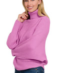 Zenana Viscose Dolman Sleeve Turtleneck Sweater