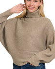 Zenana Viscose Dolman Sleeve Turtleneck Sweater