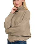 Zenana Viscose Dolman Sleeve Turtleneck Sweater