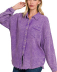 Zenana Washed Double Gauze Button Down Shirt