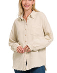 Zenana Washed Double Gauze Button Down Shirt