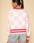 Checkered Knit Cardigan