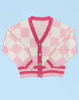 Checkered Knit Cardigan