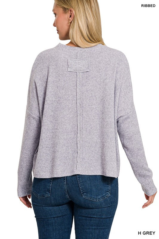 Zenana Ribbed Dolman Long Sleeve Sweater