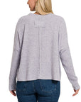 Zenana Ribbed Dolman Long Sleeve Sweater