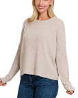 Zenana Ribbed Dolman Long Sleeve Sweater