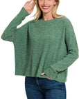 Zenana Ribbed Dolman Long Sleeve Sweater