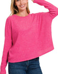 Zenana Ribbed Dolman Long Sleeve Sweater