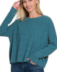 Zenana Ribbed Dolman Long Sleeve Sweater