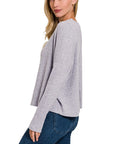 Zenana Ribbed Dolman Long Sleeve Sweater