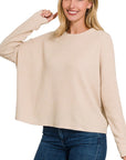 Zenana Ribbed Dolman Long Sleeve Sweater