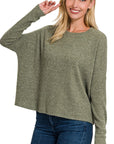 Zenana Ribbed Dolman Long Sleeve Sweater