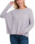 Zenana Ribbed Dolman Long Sleeve Sweater