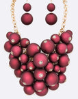 Matted Finish Mix Beads Statement Necklace Set