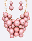 Matted Finish Mix Beads Statement Necklace Set