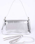 Metallic Croc Embossed Shoulder Bag