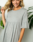 e Luna PLUS Solid Ruffled Sleeve Loose Top