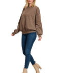 Zenana Acid Wash Fleece Oversized Pullover