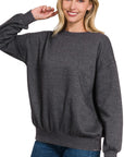 Zenana Acid Wash Fleece Oversized Pullover