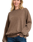 Zenana Acid Wash Fleece Oversized Pullover