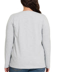 Zenana Plus Cotton Crew Neck Long Sleeve T-Shirt