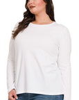 Zenana Plus Cotton Crew Neck Long Sleeve T-Shirt