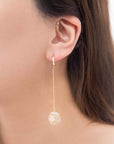 Floral Ball Drop Hoop Earrings